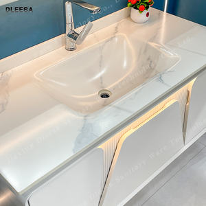 Kamar mandi Italia <span class=keywords><strong>Vanity</strong></span> mewah Modern <span class=keywords><strong>32</strong></span> inci marmer meja tahan air Pvc <span class=keywords><strong>Vanity</strong></span> untuk kamar mandi - Product Image 6