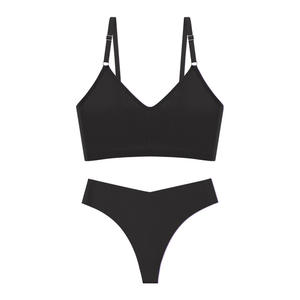 Soutien-gorge bikini en nylon sans couture Bretelles doubles réglables Une pièce Fin Taille haute Sans rembourrage Confortable Rassemblement pour femmes - Product Image 4