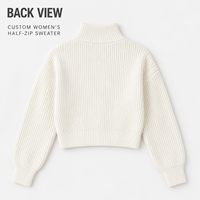 Pull court côtelé à col montant et demi-zip pour femme, idéal pour les tenues décontractées quotidiennes