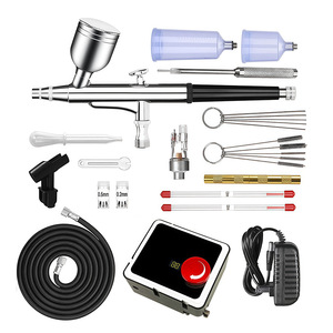 Kit aérographe double action miniature avec pompe électrique pour nail art, modelage, tatouage, vitesse réglable, alimentation par gravité, portable - Product Image 5