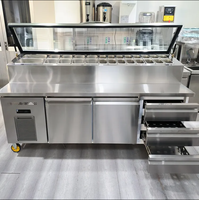 Commerciële buffet catering voedsel serveeruitrusting roestvrij staal Air Direct dubbele temperatuur fruit pizza voorbereidings display standaard