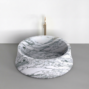 Baignoire autoportante en marbre naturel Arabecato, fabriquée à la main, en pierre massif, design complexe, intérieur lisse, relaxation, marque OEM - Product Image 1