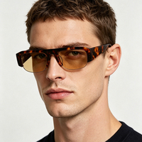 Lunettes de soleil demi-cerclées noires mates de haute qualité pour hommes et femmes, style rétro, en acétate premium, vente en gros pour l'été