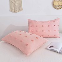 Housse de couette tuftée rose personnalisée 3pcs Boho Embroidery Dot Microfiber Literie Couette Cover Set