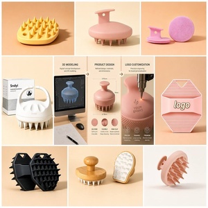 Brosse à shampooing en silicone pour le cuir chevelu, brosse multifonctionnelle deux-en-un pour animaux de compagnie, le fabricant conçoit et personnalise divers styles. - Product Image 4