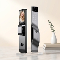 Serrure de porte intelligente biométrique entièrement automatique avec identification faciale, visiophone, surveillance à distance via l'application Tuya, compatible avec les portes en aluminium et en bois, Wi-Fi
