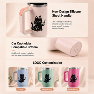 Vaso Térmico de Acero Inoxidable con Diseño Personalizado de Mascotas de Dibujos Animados, con Asa y Pajita, 14oz-40oz, para Viaje, Impresión UV Láser - Product Image 2