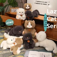 Peluche chaton mignon simulé, jouet en tissu doux pour filles et garçons, en coton PP lavé, design ODM, idéal pour soulager le stress