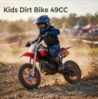 Mini moto tout-terrain 49cc 2 temps pas chère pour enfants, moto à essence, mini motocross rouge orange pour enfants
