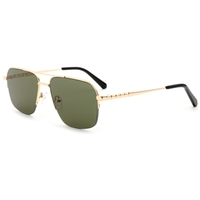 Lunettes de soleil unisexes polarisées anti-radiation à double pont en métal, monture ovale rectangulaire, dorée et marron, légères et confortables