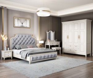 <b>Modern</b> Grey Tufted Upholstered King Size <b>Bed</b> Frame, Solid Wood Double <b>Bed</b> for Bedroom Furniture - Product Image 3
