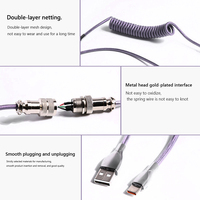 Cable de Teclado Mecánico Enrollado USB-C Tipo-C para Computadora de Escritorio con Blindaje Trenzado y Material TPE
