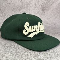Casquette de baseball formelle vintage en laine verte à bord plat non structuré, personnalisée pour l'hiver, avec logo lettre brodé appliqué, style Dad Hat