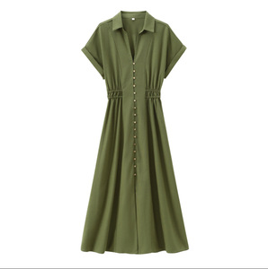 Robes décontractées en lin mélangé à manches courtes, taille haute, style <span class=keywords><strong>jupon</strong></span> psychédélique, personnalisées en gros - Product Image 1