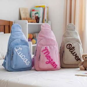 <b>Personalised</b> Corduroy Shoulder <b>Bag</b>, Casual Lightweight Travel Crossbody <b>Bag</b> for Girls, Cotton Rope Woven Name Sport Case - Product Image 4