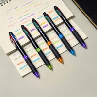 Bolígrafo Multicolor de 0.7mm con Tinta Negra, Roja y Azul, Retráctil, Multifunción, con Logotipo, Cuerpo de Plástico, Novedad Promocional para la Escuela