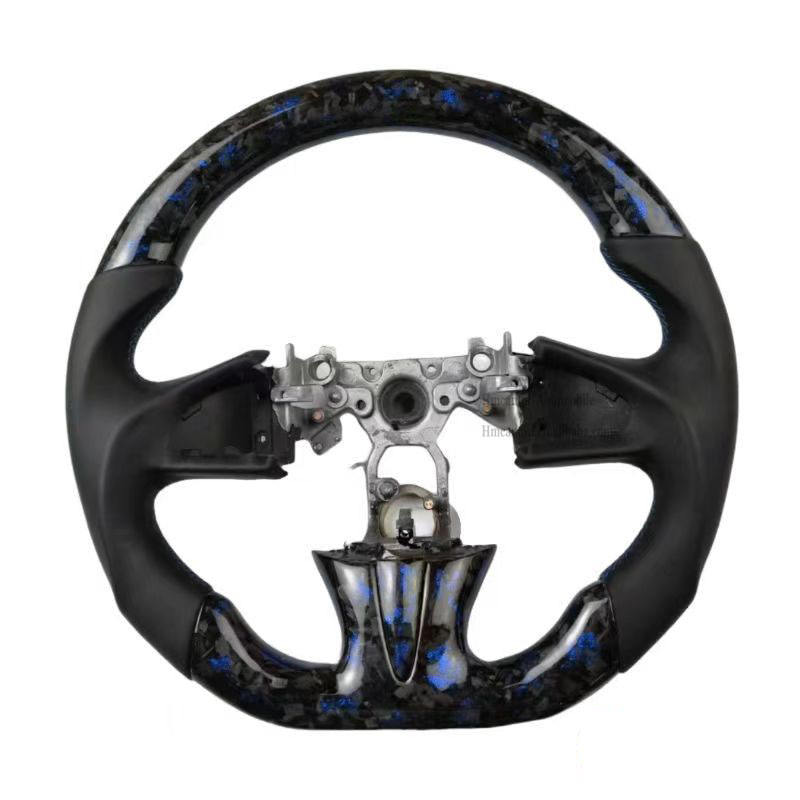 Forged Carbon Fiber+Leather+Blue Stitching