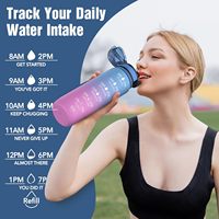 Bouteille d'eau en plastique PC, best-seller, avec logo personnalisé, 1000 ml, bouteille d'eau sportive en Tritan 1L, bouteille d'eau motivante en Tritan