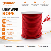 Cordons tressés creux 100 % UHMWPE 1 mm Rouge 350 lb pour ligne de tirage de tente, hamac, camping, cerf-volant, pêche, escalade, faible élasticité, extérieur