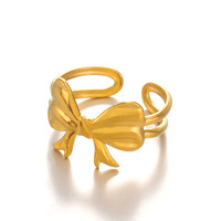 Nouvelle Bague Élégante Minimaliste Vintage 2026, Plaqué Or 18K, Bijou Nœud 3D en Acier Inoxydable, Bague Ouverte pour Femme