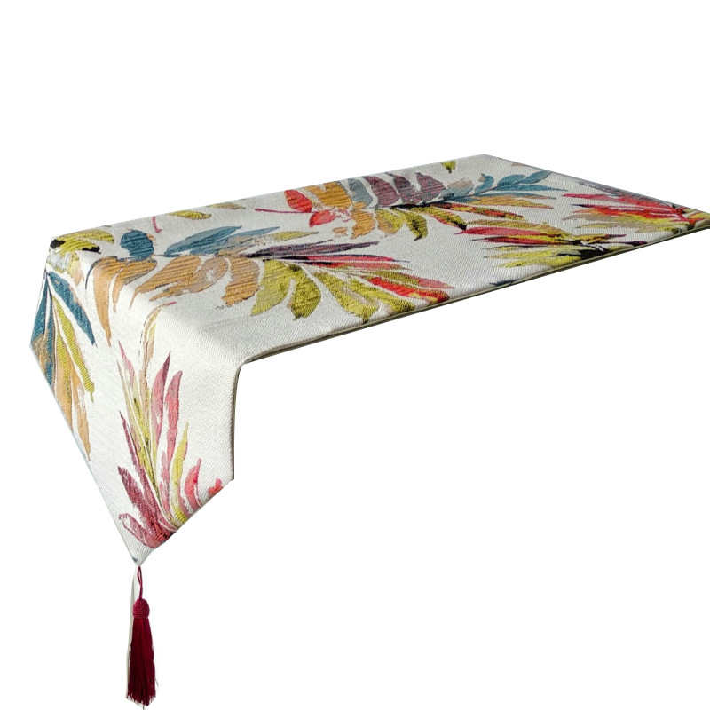 Жаккардовая скатерть с цветами, Американская деревня, ретро Северная Каролина, красочные листья, тропический хлопок и лен, 100% лен