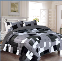 SMILING HOME Ensemble de couette d'hiver luxueuse et moelleuse personnalisable en polyester double face Sherpa, style américain, lavable, 3 pièces