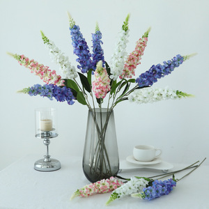 Fleur de Delphinium en Soie, Branche Unique, Rose Clair, Violet, Bleu, Blanc, Décoration d'Intérieur, Accessoires de Photographie Extérieure - Product Image 1