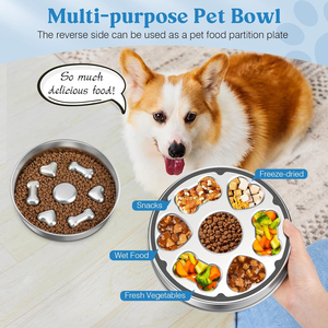 Tigela de Alimentação Lenta em Aço Inoxidável 304, 5 Copos, Tigela de Metal para Ração de Animais com Base Antiderrapante, Tigelas para Cães de Alimentação Lenta - Product Image 3