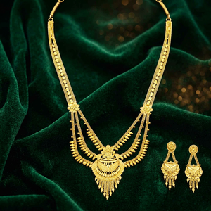 ขายส่งสร้อยคอทองคำชุบ 14K18K24K แบบไมครอน สไตล์ดูไบ ชุดเครื่องประดับเจ้าสาวแบบดั้งเดิม ดีไซน์แบบดั้งเดิม ชุดเครื่องประดับแฟชั่น - Product Image 5