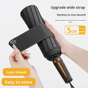 Modern 5cm Strap Iron Tube 70% Fully <b>Automatic</b> Opening Closing Dual-Use Business Travel <b>Umbrella</b> for Men Large Folding 105cm - Product Image 3