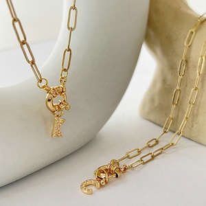 Joyería de estilo hip hop de 14K, cadena de papel chapada en oro de 26 letras iniciales, micro incrustaciones de circonia, colgante, Gargantilla, collar, joyería - Product Image 5