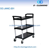 Chariot de service utilitaire en plastique à 3 niveaux O-Cleaning sur roulettes, chariot roulant mobile pour la restauration/l'hôtellerie/le bureau/la cuisine