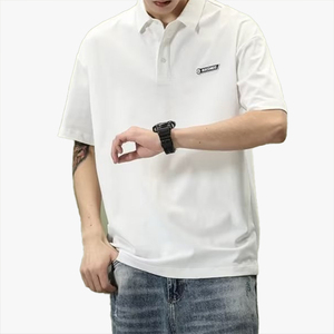 เสื้อโปโลผู้ชายคอลเลคชั่นใหม่รับซัมเมอร์ ดีไซน์หรูหรา แขนสั้น ปรับแต่งได้ สไตล์เรโทร ปกเสื้อทันสมัย ทรงหลวม สวมใส่สบาย - Product Image 6