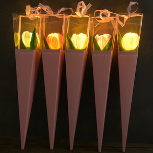 Lampu Malam LED Tulip Berkualitas Tinggi Buket Bunga Buatan Tunggal dengan Kotak Hadiah Romantis untuk Hadiah Valentine, Ulang Tahun, Pernikahan, dan Pesta - Product Image 2