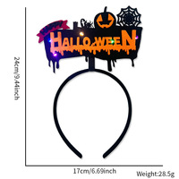 Diadema Luminosa LED Unisex de Plástico No Tejido con Diseño de Calavera, Murciélago y Fantasma para Halloween, Decoración para Fiestas y Festivales, Novedad Transfronteriza