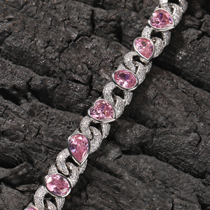 UWIN-Cadena de eslabones cubanos para hombre y mujer, collar de cadena cubana con forma de lágrima, corazón rosa, Circonia cúbica - Product Image 5