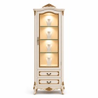 Vitrine à bijoux vintage française, haute, en bois massif, avec porte en verre, éclairage LED intégré, pour la vente au détail et en gros