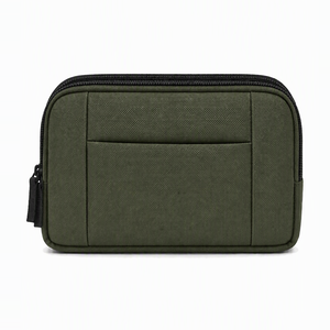 Elegante Estuche Cosmético de Gran Capacidad de Poliéster con Doble Cremallera, Organizador de Artículos de Aseo Portátil para Viajes, Producto Reciclable para Artículos de Belleza - Product Image 1