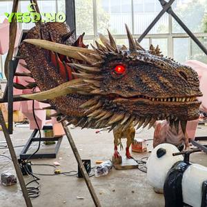 Cabeza de dragón animada realista, cabeza de dragón occidental animatronic realista para decoración de espectáculos de juegos de Halloween, hecha de silicona - Product Image 3