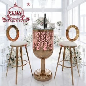 โต๊ะบาร์ค็อกเทลสีทองเฟอร์นิเจอร์สำหรับงานแต่งงานโต๊ะสูงและเก้าอี้บาร์ - Product Image 1