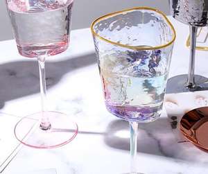 Verre à vin rouge en forme de marteau avec bordure dorée, style créatif, en verre, cristal, rose, gris, vin, <span class=keywords><strong>champagne</strong></span>, gobelet européen, offre spéciale, <span class=keywords><strong>2022</strong></span> - Product Image 3