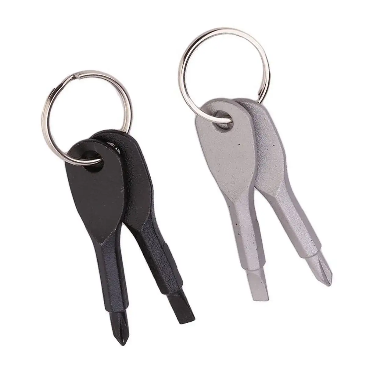 Set obeng Mini rantai kunci, obeng saku Stainless dengan gantungan kunci portabel cincin silang dan tipe Slot