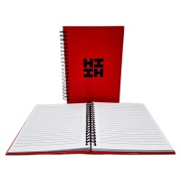 Cahiers d'exercices personnalisés OEM à couverture rigide, reliure spirale, papier offset ligné noir, impression de carnets d'entreprise