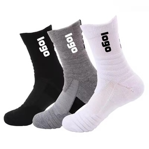 Cheap Solid Color <b>Running</b> Men Arch Support Cushion <b>Padded</b> Sport Crew Custom Basketball Socks High Quality Wholesale - Product Image 1