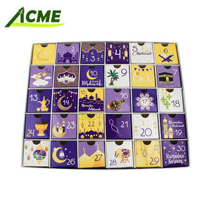 Boîte cadeau de luxe personnalisée avec logo doré Eid Mubarak en arabe, dattes, chocolat, calendrier de l'avent du Ramadan de 30 jours - Product Image 4