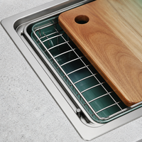 Évier de cuisine multifonction à cuve unique, à poser sur le comptoir, en acier inoxydable 304, 70*48cm, avec égouttoir 185, design moderne argenté