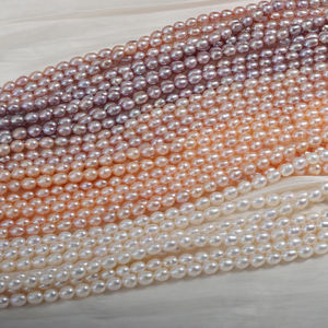 ลูกปัดข้าวไข่มุกน้ำจืดธรรมชาติขนาด5-6มม. ลูกปัดแบบหลวมทำมือยาวประมาณ36ซม. ประมาณ48เม็ด - Product Image 4