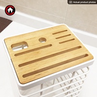 Support de bloc de couteaux en fil métallique, support de rangement de couteaux de cuisine avec planche de bois