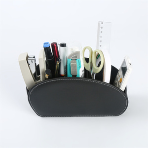 LG8175 Custom Logo PU Leather Home Office Desktop Organizer with <strong>Remote</strong> <strong>Control</strong> <strong>Storage</strong> 5 Compartment Pen Holder Cosmetic Box - Product Image 3