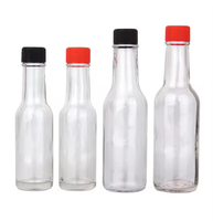 Botol Saus Pedas Kaca Transparan dengan Tutup Sekrup Plastik Merah untuk Sablon